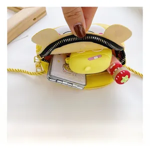 Internal view of a cute yellow bunny bag showing space for lip balm and accessories
