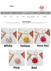 Detailed size chart and multi-color selection for cartoon rabbit crossbody kids bag
