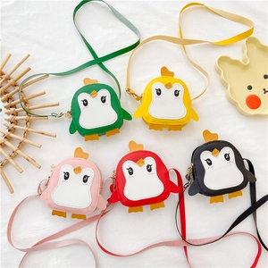 Cartoon Pinguin Kinder Umhängetasche PU Leder Mini Schultertasche Verstellbarer Gurt Süße Tier Tasche Für Kleinkinder Jungen Mädchen