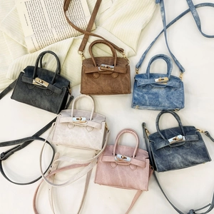 Sac À Bandoulière Mini Pour Enfants Cuir PU Texture Denim Sac À Main Mode Fillette Sac À Épaule