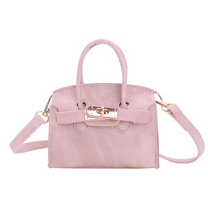 Mini sac bandoulière rose pour enfants en tissu texturé avec fermoir rotatif en métal