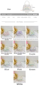 Size chart for Chinese style kids bag with pearl handle and embroidery details