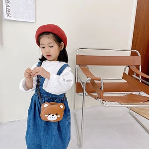 Cute brown bear shaped mini crossbody bag for kids with adjustable shoulder strap