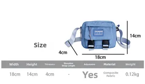 Sac bandoulière bleu pour enfants en toile, 18x14x4cm avec sangle ajustable