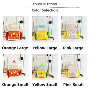 Comparaison détaillée des sacs à dos pour enfants en orange, jaune et rose en deux tailles