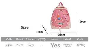 Detaillierte Größentabelle für Kinderstern Rucksack mit Maßen Breite 23cm und Höhe 29cm