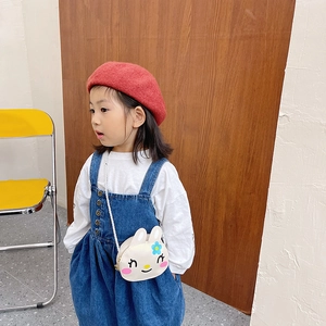 Japanese style bunny crossbody bag for kids with cute rabbit design and white cotton shirt