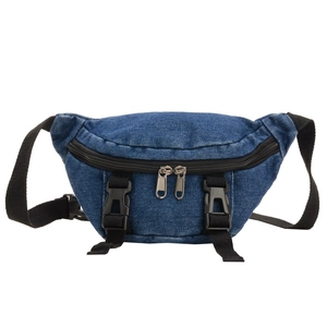 Marsupio minimalista in denim blu scuro per bambini con cinturino regolabile stile vintage