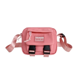 Sac bandoulière rose pour enfants en toile avec patch TOCHASO KIDS et boucle double