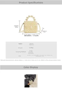 Size chart for girl's pearl mini bag with width 11cm, height 10cm, and 112cm long chain