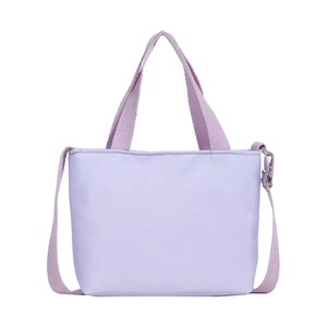 Sac à bandoulière enfant en nylon lilas avec sangle réglable et poignées fourre-tout