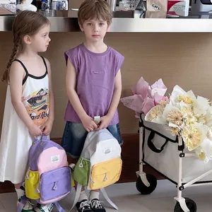 Children's color-block backpacks for toddlers and students with adjustable straps