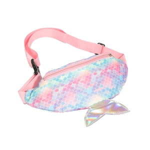 Cute mermaid tail waist bag with gradient sequins and adjustable strap for kids