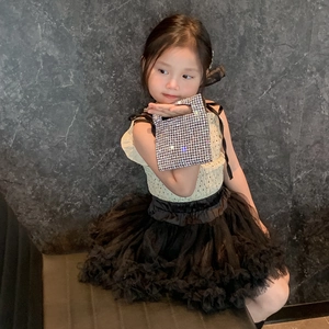 Sparkling silver rhinestone mini handbag for young girls featuring hollow handle design