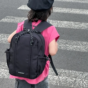 Modischer schwarzer Nylon-Rucksack mit Kordelzug für Kinder und Schüler mit Seilgriff