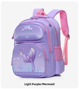 Detail of light purple mermaid backpack with sequin heart and breathable mesh side pocket