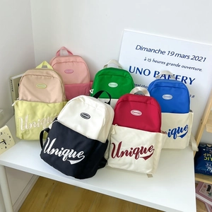 Kids Backpack Color Block Oxford Cloth School Bag For Boys Girls Kindergarten Toddler Breathable Letter Print