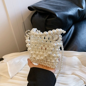 Mini Sac À Bandoulière En Künstliche Perles Élégant Sac À Main Tissé Évidé Pour Femmes Douce Mode Sac Porté Épaule