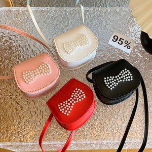 Mini Sac Bandoulière Pour Enfants Cuir PU Décoration Nœud En Künstliche Perle Artificielle Style Coréen Doux Pour Fillettes