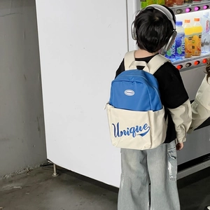 Kids' color-block backpack with Unique lettering for kindergarten and elementary students
