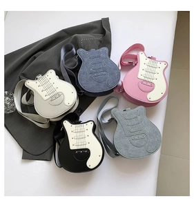 Detailed collection of creative guitar shaped crossbody bags in five stylish color variations