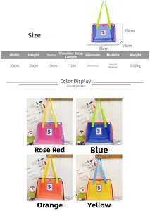 Guide des tailles du sac cabas en mesh avec dimensions 35x26x19cm et coloris