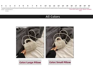 Size comparison between large and small woven pearl pillow bags with drawstring lining