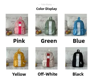 Detailed grid view showcasing six vibrant color options of the multi-compartment kids backpack
