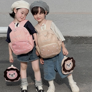 Cute lion toddler backpack set for boys and girls with detachable star pattern pouch