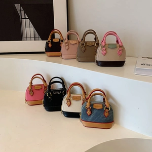 Mini Sac Bandoulière Coquille Pour Enfants Cuir PU Denim Couleur Contrastée Sac À Épaule À La Mode Pour Fillettes Garçons