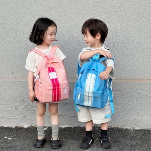 Kids' large capacity backpack with fashion contrast stripes for school boys and girls