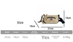 Detailed size specifications for kids beige crossbody bag showing 21x14x10cm dimensions