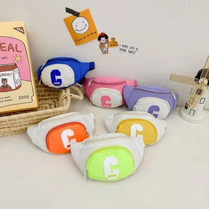 Kids Chest Bag Nylon Contrast Color Letter Patch Fashion Crossbody Waist Bag For Toddler Boys Girls