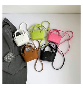 Litchi texture mini tote bags in five colors with silver hardware and shoulder straps