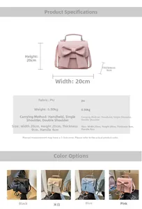 Detailed size chart for the PU leather backpack showing dimensions 20x20x9cm and four colors
