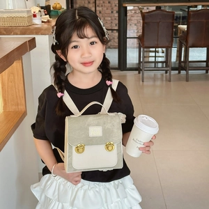 Cute bear toddler backpack with stylish color blocking and adjustable shoulder straps