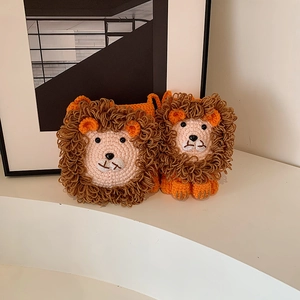 Sac À Bandoulière Lion Tricoté À La Main Crochet Dessin Animé Animal Sac Pour Enfants Tout-Petits Garçons Filles Mignon