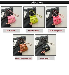 Quilted diamond texture crossbody bags for kids featuring metal locks and bow accents