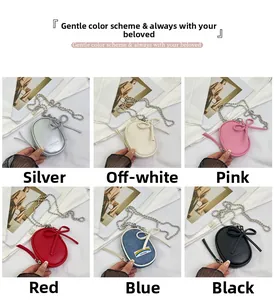 Mini crossbody bags for women with bow decoration in multiple colors and chain straps