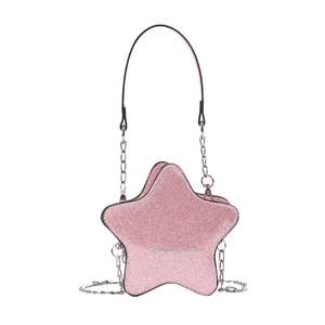 Sac bandoulière pailleté rose en forme d'étoile avec chaîne pour enfant