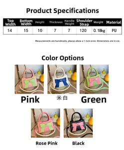 Tabella taglie e varianti colore della borsa a tracolla per bambini con fiocco dolce