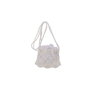 Sac seau élégant en perles tressées avec doublure à cordon et bandoulière fille