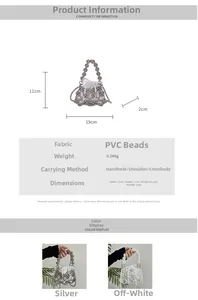 Detailed size specifications for handmade pearl beaded mini bag with inner pouch