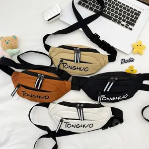 Kids Waist Bag Fanny Pack Nylon Letter Print Trendy Chest Crossbody Pack Adjustable Strap For Boys Girls Children