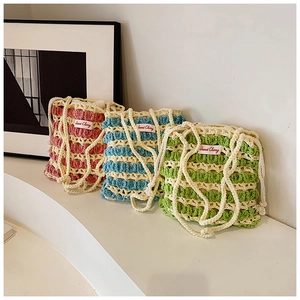 Sac À Bandoulière Pour Enfants Tricot Crochet Rayé Tissage Creux Crossbody Été Rétro Esthétique Pour Garçons Filles