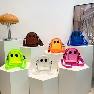 Kids Crossbody Bag Transparent PVC Cartoon Face Adjustable Shoulder Strap Cute Summer Fashion For Toddler Boys Girls