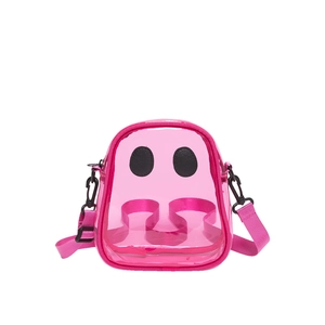 Pink transparent PVC cartoon mini shoulder bag with adjustable strap for kids
