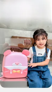 Zaino rigido rosa per bambini con motivo a orsetto, orecchie 3D e dettaglio fiocco