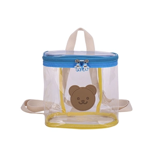 Sac à dos transparent en PVC pour enfants avec motif d'ours et bordure jaune