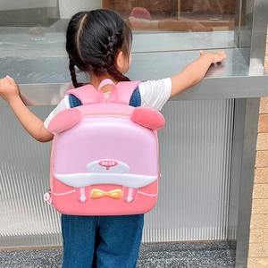 Zaino rosa per bambini a forma di orso con orecchie 3D e guscio rigido per la scuola